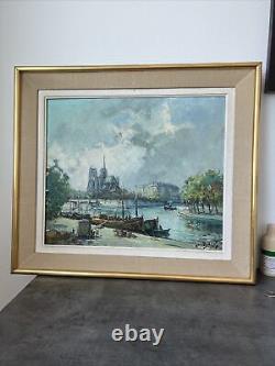 Ancien tableau huile sur toile notre dame de paris Maurice BARLE