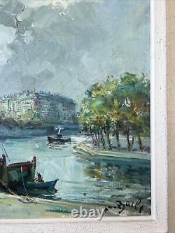 Ancien tableau huile sur toile notre dame de paris Maurice BARLE