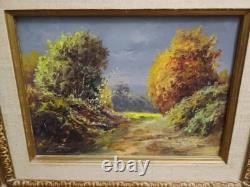 Ancien tableau huile sur toile paysage rustique signature à identifier