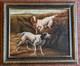 Ancien Tableau Huile Sur Toile Peinture Ancienne Chien Sc&egrave;ne Nature Curiosit&eacute;s