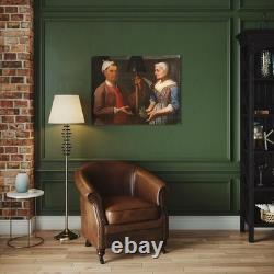 Ancien tableau huile sur toile portrait scène genre école lombarde 17ème siècle