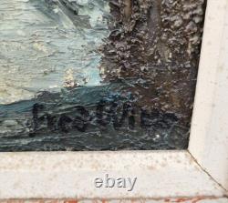 Ancien tableau huile sur toile rue de village