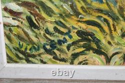 Ancien tableau huile sur toile, signée, reproduction Verger d'Oliviers Van Gogh