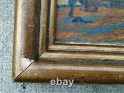 Ancien tableau huile sur toile travail agricole moisson oil on canvas gautreau