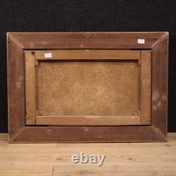 Ancien tableau italien huile sur toile peinture signée paysage bucolique 800