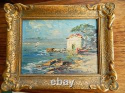 Ancien tableau marin huile sur carton signé