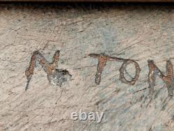 Ancien tableau nature morte poisson huile sur toile marqué N. TONITZA oil canva