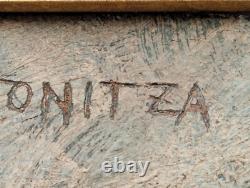 Ancien tableau nature morte poisson huile sur toile marqué N. TONITZA oil canva