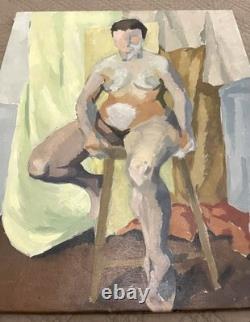 Ancien tableau nu féminin portrait femme École de Paris Art Déco peinture russe