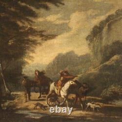 Ancien tableau paysage huile sur toile peinture avec cadre 700 18ème siècle
