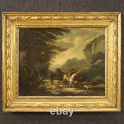 Ancien tableau paysage huile sur toile peinture avec cadre 700 18ème siècle