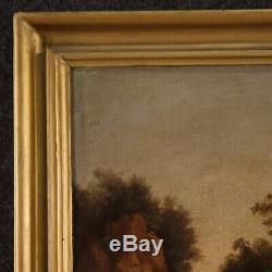Ancien tableau paysage peinture huile sur toile XIXème siècle 800 antiquités