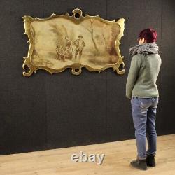 Ancien tableau peinture français cadre huile sur toile scène romantique paysage