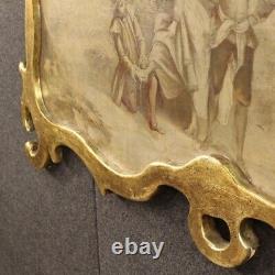Ancien tableau peinture français cadre huile sur toile scène romantique paysage