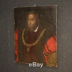 Ancien tableau peinture huile sur toile noble homme portrait XIXème siècle 800