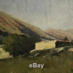 Ancien tableau peinture huile sur toile tableau paysage signé daté oeuvre 800