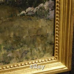 Ancien tableau peinture huile sur toile tableau paysage signé daté oeuvre 800