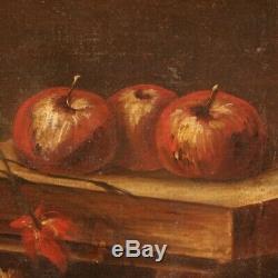 Ancien tableau peinture nature morte cadre huile sur toile 700 18ème siècle