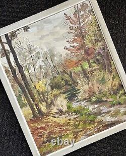 Ancien tableau peinture paysage arbre rivière huile toile XIX XX école française