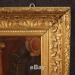 Ancien tableau peinture religieuse huile sur toile avec cadre fils prodigue 700