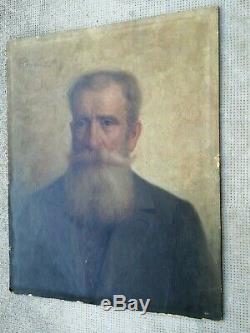 Ancien tableau portrait 1916 huile sur panneau signe PENNAZIO Augusto Italy