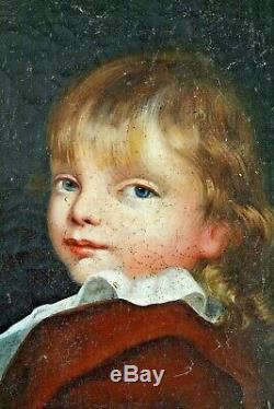 Ancien tableau portrait d'enfant XVIII XIX ème huile sur toile ecole française