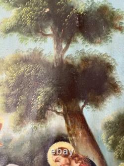 Ancien tableau religieux XVIII XIX 19 Jésus Christ saint ange vierge peinture