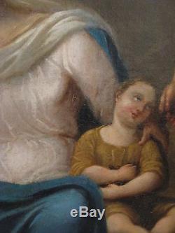 Ancien tableau religieux huile sur toile la nativité époque XVIII ème siècle