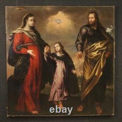Ancien tableau religieux peinture huile sur toile Sainte Famille 18ème siècle