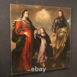 Ancien tableau religieux peinture huile sur toile Sainte Famille 18ème siècle