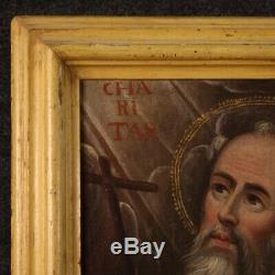 Ancien tableau religieux peinture huile sur toile saint 1700 art sacré italien