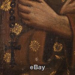 Ancien tableau religieux peinture huile sur toile saint 1700 art sacré italien