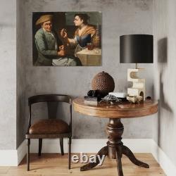 Ancien tableau scène de genre peinture lombarde huile sur toile 17ème siècle