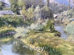 Ancien tableau signé Bertier XIX paysage montagne peinture wibault huile toile