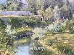 Ancien tableau signé Bertier XIX paysage montagne peinture wibault huile toile