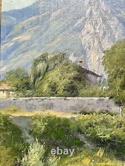Ancien tableau signé Bertier XIX paysage montagne peinture wibault huile toile