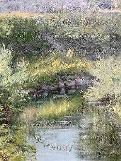 Ancien tableau signé Bertier XIX paysage montagne peinture wibault huile toile