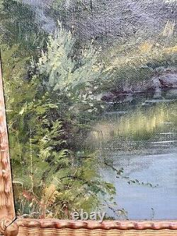 Ancien tableau signé Bertier XIX paysage montagne peinture wibault huile toile