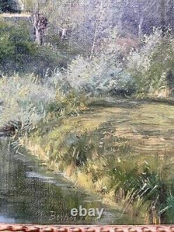 Ancien tableau signé Bertier XIX paysage montagne peinture wibault huile toile