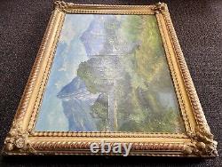 Ancien tableau signé Bertier XIX paysage montagne peinture wibault huile toile