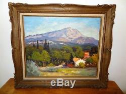 Ancien tableau signé huile sur toile eugène Sandrini (1925-1998) Sainte Victoire