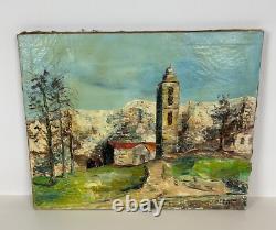 Ancienne 1930 magnifique huile sur toile paysage montagne signé J. P Gouson