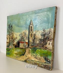 Ancienne 1930 magnifique huile sur toile paysage montagne signé J. P Gouson