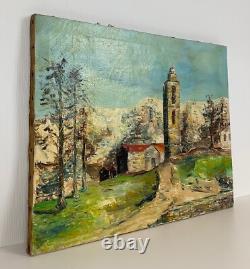 Ancienne 1930 magnifique huile sur toile paysage montagne signé J. P Gouson