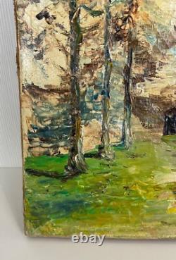 Ancienne 1930 magnifique huile sur toile paysage montagne signé J. P Gouson
