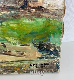 Ancienne 1930 magnifique huile sur toile paysage montagne signé J. P Gouson