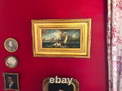 Ancienne Ecole anglaise, scène de marine, huile sur bois signé