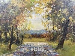 Ancienne Huile sur Panneau Ecole Française XIX-XXe Paysage d'Automne