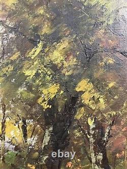 Ancienne Huile sur Panneau Ecole Française XIX-XXe Paysage d'Automne