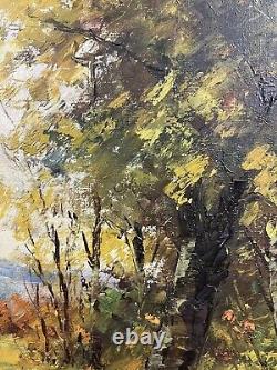 Ancienne Huile sur Panneau Ecole Française XIX-XXe Paysage d'Automne